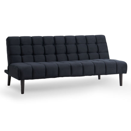 Sarantino Faux Suede Fabric Sofa Bed Furniture Lounge Seat Black - ElectronX Plus