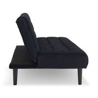 Sarantino Faux Suede Fabric Sofa Bed Furniture Lounge Seat Black - ElectronX Plus