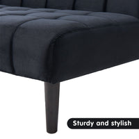 Sarantino Faux Suede Fabric Sofa Bed Furniture Lounge Seat Black - ElectronX Plus