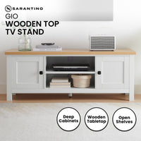 Sarantino Gio Tv Stand - White/natural - ElectronX Plus