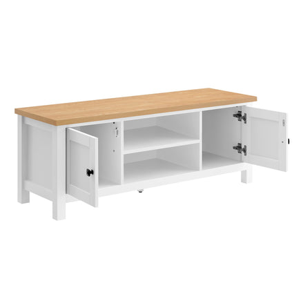 Sarantino Gio Tv Stand - White/natural - ElectronX Plus