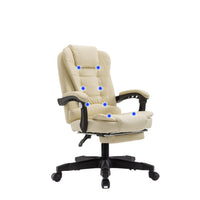 8 Point Massage Chair Executive Office Computer Seat Footrest Recliner Pu Leather Beige - ElectronX Plus