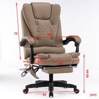 8 Point Massage Chair Executive Office Computer Seat Footrest Recliner Pu Leather Beige - ElectronX Plus