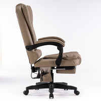 8 Point Massage Chair Executive Office Computer Seat Footrest Recliner Pu Leather Beige - ElectronX Plus