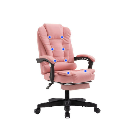 8 Point Massage Chair Executive Office Computer Seat Footrest Recliner Pu Leather Pink - ElectronX Plus