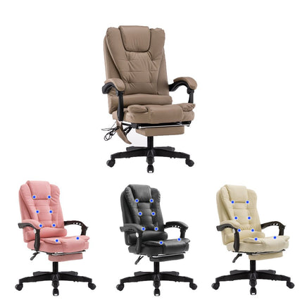 8 Point Massage Chair Executive Office Computer Seat Footrest Recliner Pu Leather Pink - ElectronX Plus