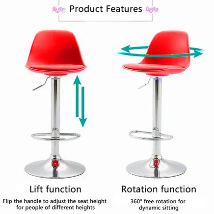 Bar Stools Kitchen Bar Stool Leather Barstools Swivel Gas Lift Counter Chairs x2 BS8402 Red - ElectronX Plus