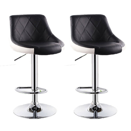 Bar Stools Kitchen Bar Stool Leather Barstools Swivel Gas Lift Counter Chairs x2 BS8403 Black - ElectronX Plus