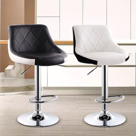 Bar Stools Kitchen Bar Stool Leather Barstools Swivel Gas Lift Counter Chairs x2 BS8403 Black - ElectronX Plus