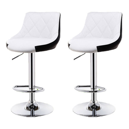 Bar Stools Kitchen Bar Stool Leather Barstools Swivel Gas Lift Counter Chairs x2 BS8403 White - ElectronX Plus