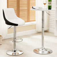 Bar Stools Kitchen Bar Stool Leather Barstools Swivel Gas Lift Counter Chairs x2 BS8403 White - ElectronX Plus