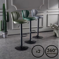 Bar Stools Kitchen Bar Stool Leather Barstools Swivel Gas Lift Counter Chairs x2 BS8405 Black - ElectronX Plus