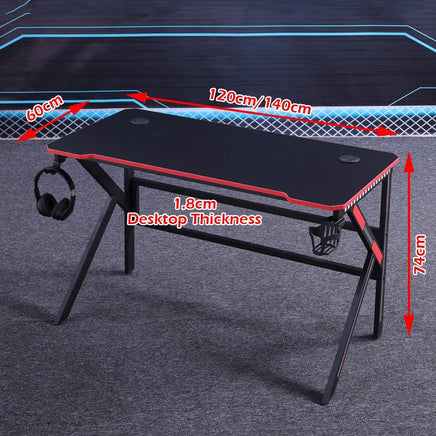 Gaming Desk Desktop PC Computer Desks Desktop Racing Table Office Laptop Home K-Shaped Legs Black 140cm - ElectronX Plus