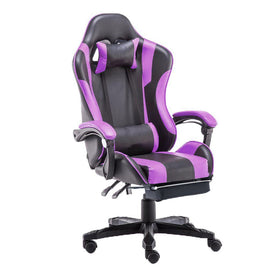 Gaming Chair Office Computer Seating Racing PU Executive Racer Recliner Large Purple - ElectronX Plus