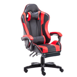 Gaming Chair Office Computer Seating Racing PU Executive Racer Recliner Large Black Red - ElectronX Plus