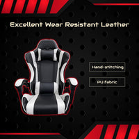 Gaming Chair Office Computer Seating Racing PU Executive Racer Recliner Large Black Red - ElectronX Plus