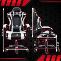 Gaming Chair Office Computer Seating Racing PU Executive Racer Recliner Large Black Red - ElectronX Plus