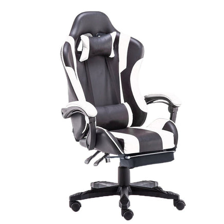 Gaming Chair Office Computer Seating Racing PU Executive Racer Recliner Large Black White - ElectronX Plus