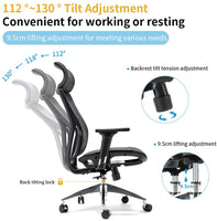 Ergonomic office chair Breathable High-Back Mesh Adjustable Lumbar Support 3D Armrests Tilt Function 360° Rotating Wheels - ElectronX Plus