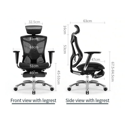 Sihoo Ergonomic Office Chair V1 4D Adjustable High-Back Breathable With Footrest And Lumbar Support Black - ElectronX Plus