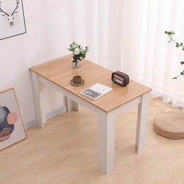 Dining Table Rectangular Wooden 120M-Wood&amp;White - ElectronX Plus