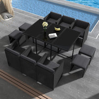 Bali 11 Piece Outdoor Dining Set-Black - ElectronX Plus