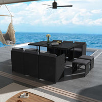 Bali 11 Piece Outdoor Dining Set-Black - ElectronX Plus