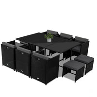 Bali 11 Piece Outdoor Dining Set-Black - ElectronX Plus