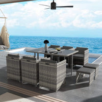 Bali 11 Piece Outdoor Dining Set-Grey - ElectronX Plus