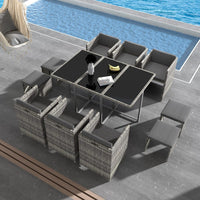 Bali 11 Piece Outdoor Dining Set-Grey - ElectronX Plus