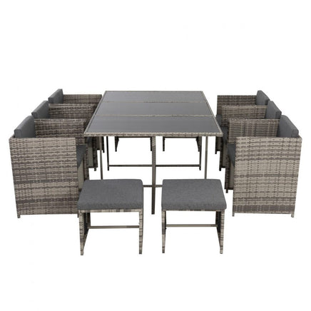 Bali 11 Piece Outdoor Dining Set-Grey - ElectronX Plus