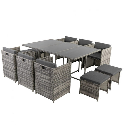 Bali 11 Piece Outdoor Dining Set-Grey - ElectronX Plus