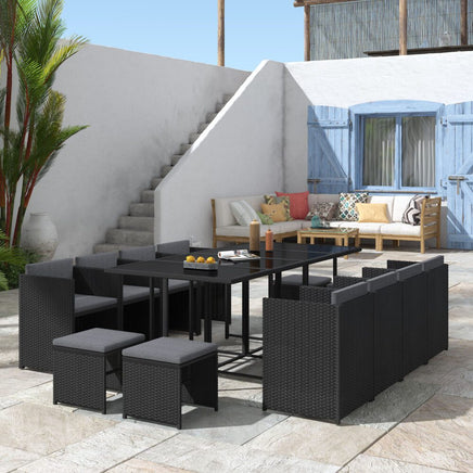 Bali 13PC Outdoor Dining Set-Black - ElectronX Plus