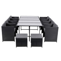 Bali 13PC Outdoor Dining Set-Black - ElectronX Plus