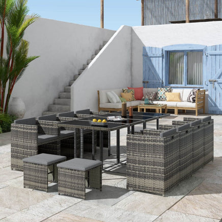 Bali 13PC Outdoor Dining Set-Grey - ElectronX Plus