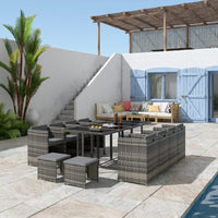 Bali 13PC Outdoor Dining Set-Grey - ElectronX Plus