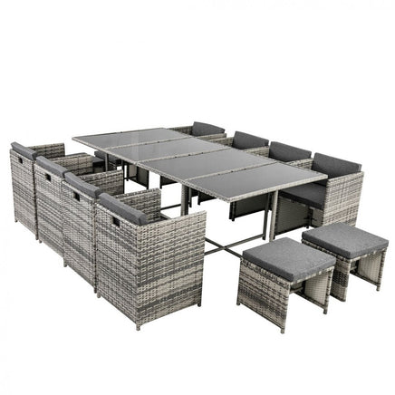 Bali 13PC Outdoor Dining Set-Grey - ElectronX Plus