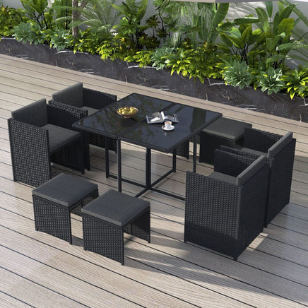 Horrocks 8 Seater Outdoor Dining Set-Black - ElectronX Plus