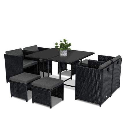 Horrocks 8 Seater Outdoor Dining Set-Black - ElectronX Plus