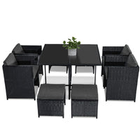 Horrocks 8 Seater Outdoor Dining Set-Black - ElectronX Plus