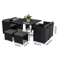 Horrocks 8 Seater Outdoor Dining Set-Black - ElectronX Plus