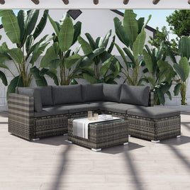 Ottoman-Style Outdoor Lounge Set in Grey - ElectronX Plus