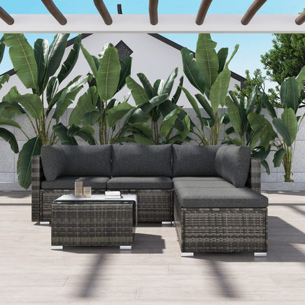 Ottoman-Style Outdoor Lounge Set in Grey - ElectronX Plus