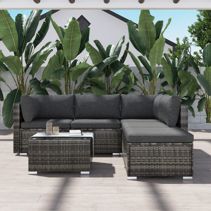 Ottoman-Style Outdoor Lounge Set in Grey - ElectronX Plus