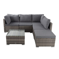 Ottoman-Style Outdoor Lounge Set in Grey - ElectronX Plus