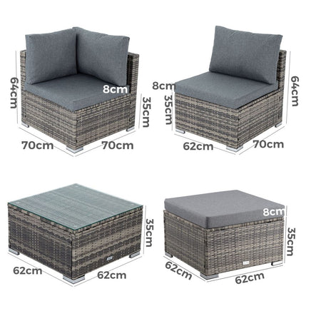 Ottoman-Style Outdoor Lounge Set in Grey - ElectronX Plus