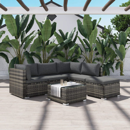 Ottoman-Style Outdoor Lounge Set in Grey - ElectronX Plus