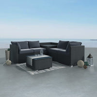 6PCS Outdoor Modular Lounge Sofa Coogee-Black - ElectronX Plus