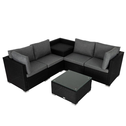 6PCS Outdoor Modular Lounge Sofa Coogee-Black - ElectronX Plus