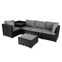 6PCS Outdoor Modular Lounge Sofa Coogee-Black - ElectronX Plus